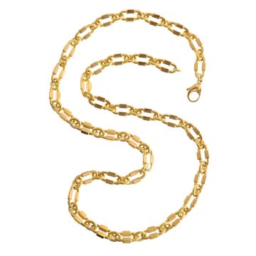 Massive Halskette in 14-karätigem  Gelbgold. Die ovalen Glieder sind durch kleine Ösen miteinander verbunden.