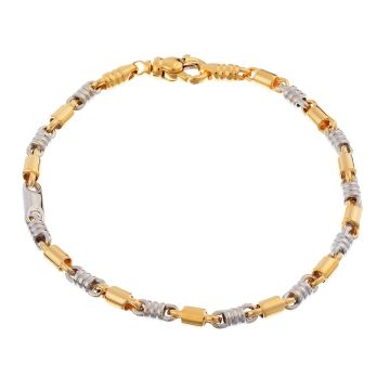 Sportlich, elegantes Bicolor-Armband in 14-karätigem Weiß- und Gelbgold.