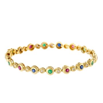 Farbenfrohes Edelsteinarmband in 585er Gelbgold