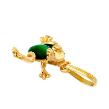 Froschkönig! Anhänger in 14-karätigem Gelbgold in Form eines Frosches mit 2 Rubinen als Augen.