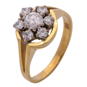 Retroring in der Art eines Cocktailringes mit Zirkonia