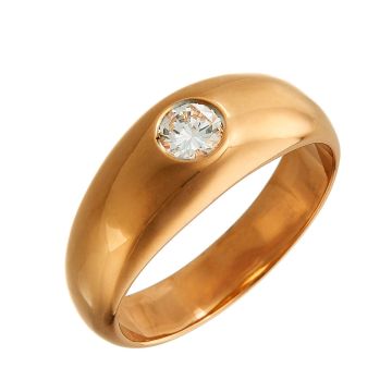 Klassischer Bandring in 14-karätigem Rotgold mit einem funkelnden, lupenreinen Brillanten in Zargenfassung. 