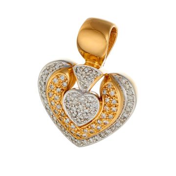 Clipanhänger in 14-karätigem Gold. Es ist herzförmig und mit 86 Brillanten besetzt.