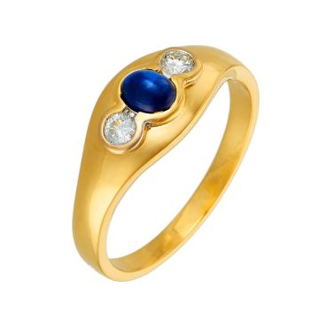 Damenring mit 2 Brillanten und Saphir