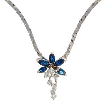 Weißgoldenes Collier mit Saphiren und Brillanten