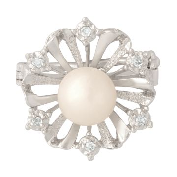 Blütenartiger Perlkettenverkürzer in 585er Weißgold