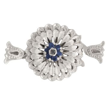 Wundervoller Perlkettenverschluss in 750er Weißgold mit 7 Saphiren