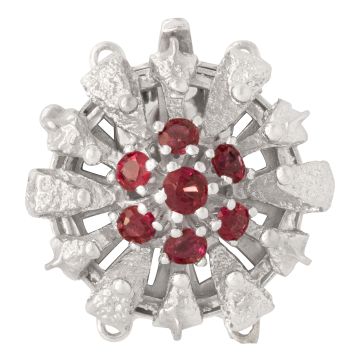 Runder Perlkettenverschluss mit 7 Rubinen