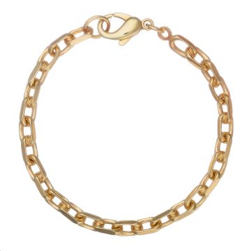 Armband in 14-karätigen Gelbgold. Das Schmuckstück ist massiv gearbeitet und hochglanzpoliert. Die ovalen Runddrahtglieder sind 2-seitig geschliffen. 