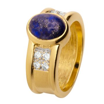 Damenring mit Lapislazuli und 8 Brillanten in 750er Gold