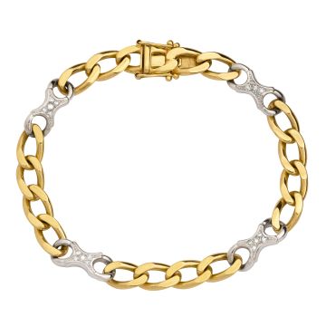 Flachpanzerarmband mit diamantbesetzten Zwischengliedern