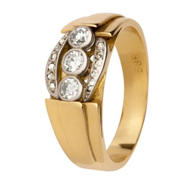 Antiker Damenring mit Brillanten und Diamantrosen