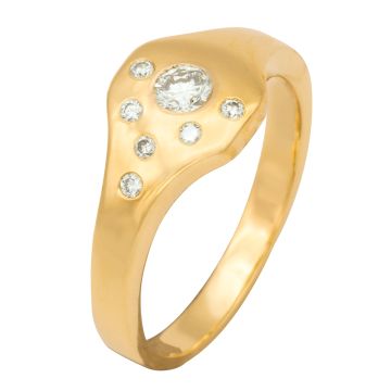 Gelbgoldener Damenring mit 7 Brillanten