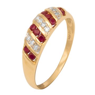 Damenring mit 10 Rubinen und 10 Diamanten
