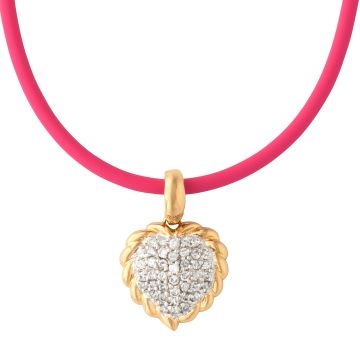 Clip-Anhänger mit 41 Brillanten – pink Silikonkette