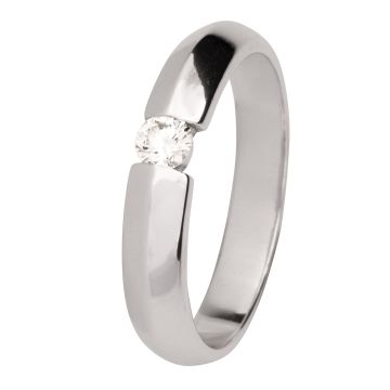 Weißgoldener Bandring mit Brillant von 0,18 ct.