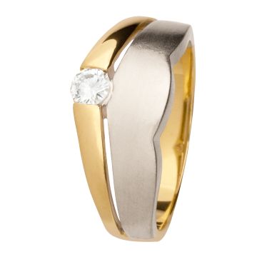 Bicolor Damenring mit Brillant 0,17 ct.