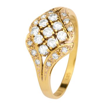 Goldener Damenring mit 12 Diamanten und 9 Brillanten