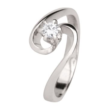 Weißgoldener Solitärring mit Brillant 0,15 ct.