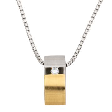 Bicolor Anhänger mit Brillant von 0,11 ct. – Venezianerkette