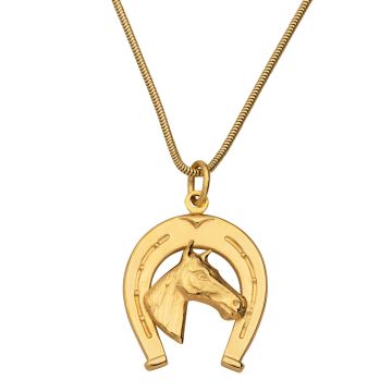 Anhänger Hufeisen mit Pferdekopf - Schlangenkette