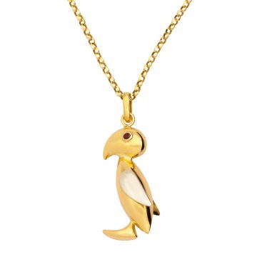 Pinguin Anhänger mit Rubinen – Gliederkette