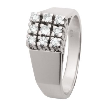 Weißgoldener Brillantring mit 9 Edelsteinen