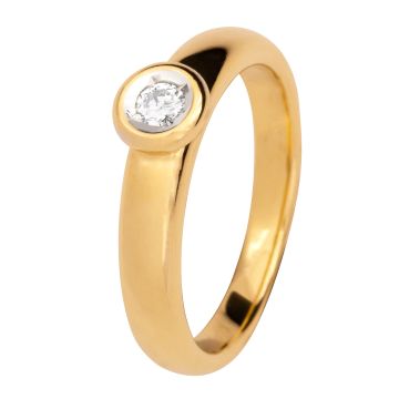 Klassischer Solitärring in 585er Gold mit Brillant 0,10 ct.