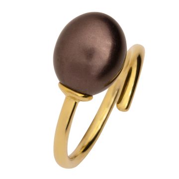 Ausgefallener Design-Damenring mit Perlimitation