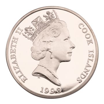 Silbermünze Cook Islands - 50 Dollar 1990 Endangered World Wildlife Schimpanse