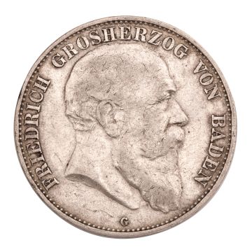 Silbermünze 5 Mark Friedrich Großherzog von Baden 1907