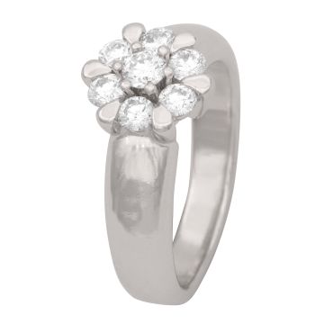 Exklusiver weißgoldener Damenring mit 7 Brillanten