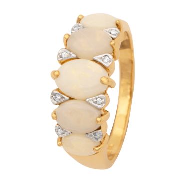 Goldener Damenring mit Opalen und Diamanten