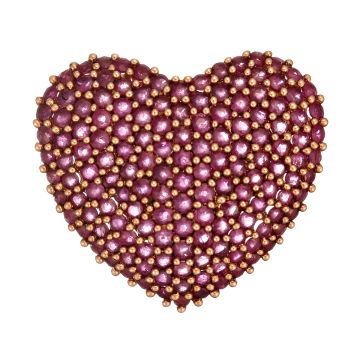 Kettenanhänger in Herzform mit Rubinen