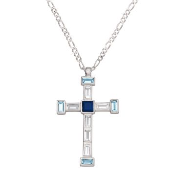 Kreuzanhänger mit Figarokette in 925er Silber