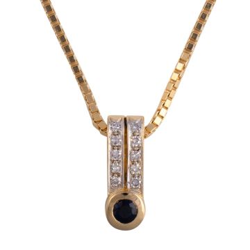 Clipanhänger mit Saphir und Diamanten mit Venezianerkette