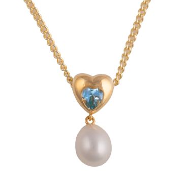 Entzückender Anhänger in Herzform mit Perle und Halskette