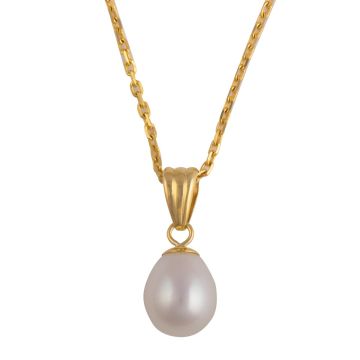 Ankerkette und filigraner Anhänger mit ovaler Zuchtperle