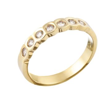 Halb-Memory-Ring in 585er Gelbgold mit 7 Brillanten