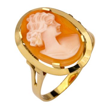 Feiner Damenring mit Gemme in 585er Gold