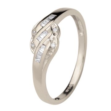 Damenring mit Brillanten in Baguetteschliff und Diamanten