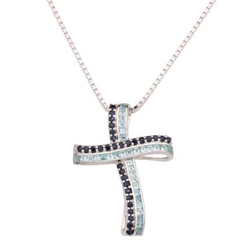 Silberner Kreuzanhänger mit Venezianerkette