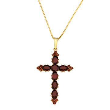 Kreuzanhänger mit Granatsteinen und Venezianerkette