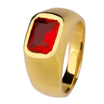 Herrenring in 333er Gold mit Rubin-Imitation