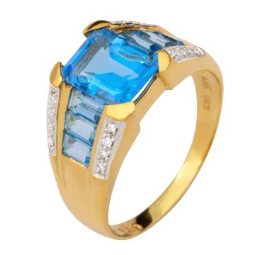 Damenring mit blauen Farbsteinen und Diamanten