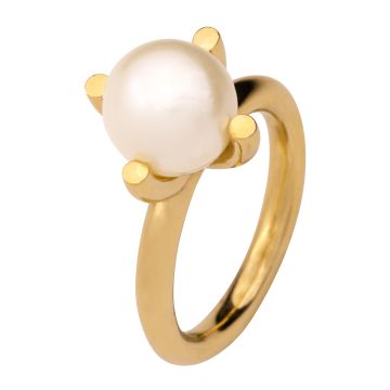 Perlring aus 585er Gelbgold