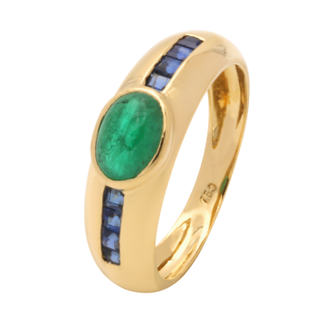 Damenring mit Smaragd und Saphiren