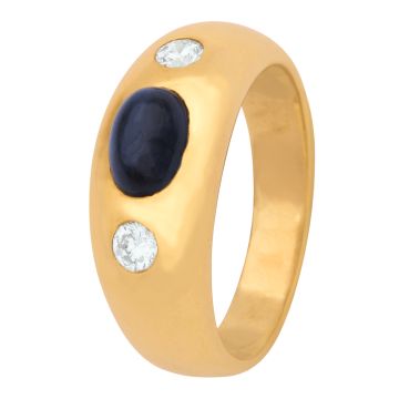 Massiver Vintage Damenring mit Saphir und Brillanten