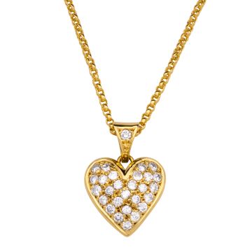 Femininer Herzanhänger mit 28 Brillanten - Erbskette