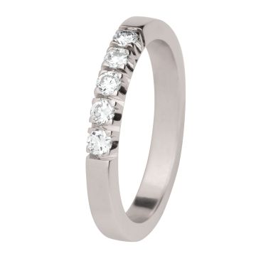 Weißgoldener Memorierring mit 5 Brillanten von 0,30 ct.